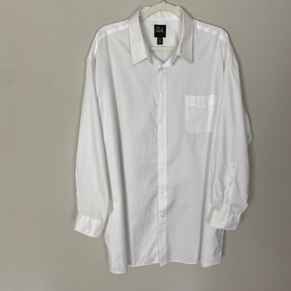 Jos. A. Bank Traveler Dress Shirt Mens 18-33 White Traditional Fit Cotton